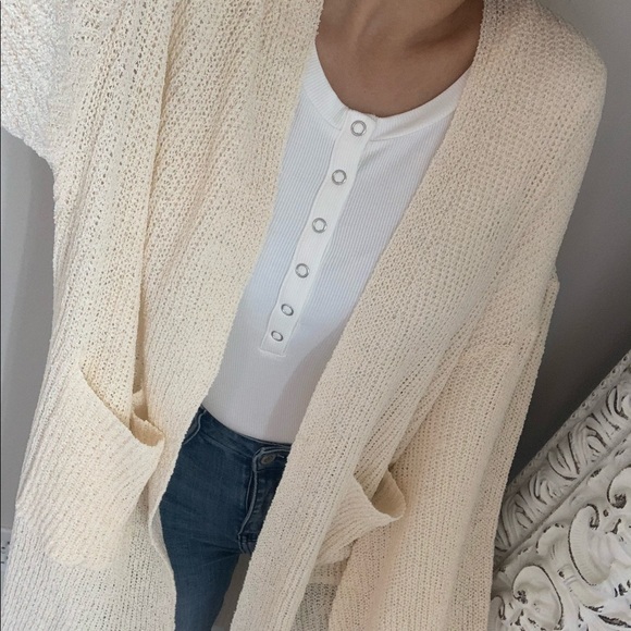 maxi cream cardigan